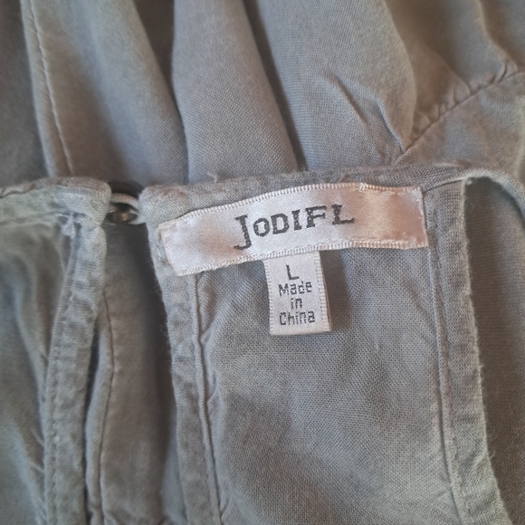 Jodifl Gray Lace & Ruffle Trimmed Racerback Rayon Midi Dress Size Large - Picture 6 of 8